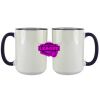 Accent Sublimation Blank Ceramic Mug - White w/Blue Rim and Handle - 11 oz Thumbnail