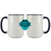 Accent Sublimation Blank Ceramic Mug - White w/Blue Rim and Handle - 11 oz Thumbnail