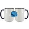 Accent Sublimation Blank Ceramic Mug - White w/Blue Rim and Handle - 11 oz Thumbnail