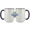Accent Sublimation Blank Ceramic Mug - White w/Blue Rim and Handle - 11 oz Thumbnail