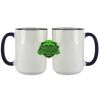 Accent Sublimation Blank Ceramic Mug - White w/Blue Rim and Handle - 11 oz Thumbnail