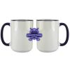 Accent Sublimation Blank Ceramic Mug - White w/Blue Rim and Handle - 11 oz Thumbnail