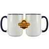 Accent Sublimation Blank Ceramic Mug - White w/Blue Rim and Handle - 11 oz Thumbnail
