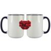 Accent Sublimation Blank Ceramic Mug - White w/Blue Rim and Handle - 11 oz Thumbnail