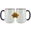 Accent Sublimation Blank Ceramic Mug - White w/Blue Rim and Handle - 11 oz Thumbnail