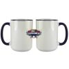 Accent Sublimation Blank Ceramic Mug - White w/Blue Rim and Handle - 11 oz Thumbnail