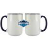 Accent Sublimation Blank Ceramic Mug - White w/Blue Rim and Handle - 11 oz Thumbnail