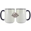 Accent Sublimation Blank Ceramic Mug - White w/Blue Rim and Handle - 11 oz Thumbnail
