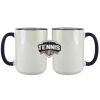 Accent Sublimation Blank Ceramic Mug - White w/Blue Rim and Handle - 11 oz Thumbnail