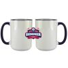 Accent Sublimation Blank Ceramic Mug - White w/Blue Rim and Handle - 11 oz Thumbnail