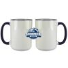 Accent Sublimation Blank Ceramic Mug - White w/Blue Rim and Handle - 11 oz Thumbnail