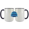 Accent Sublimation Blank Ceramic Mug - White w/Blue Rim and Handle - 11 oz Thumbnail