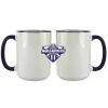 Accent Sublimation Blank Ceramic Mug - White w/Blue Rim and Handle - 11 oz Thumbnail