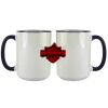 Accent Sublimation Blank Ceramic Mug - White w/Blue Rim and Handle - 11 oz Thumbnail