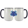 Accent Sublimation Blank Ceramic Mug - White w/Blue Rim and Handle - 11 oz Thumbnail