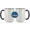 Accent Sublimation Blank Ceramic Mug - White w/Blue Rim and Handle - 11 oz Thumbnail