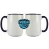 Accent Sublimation Blank Ceramic Mug - White w/Blue Rim and Handle - 11 oz Thumbnail