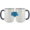 Accent Sublimation Blank Ceramic Mug - White w/Blue Rim and Handle - 11 oz Thumbnail