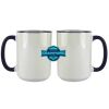 Accent Sublimation Blank Ceramic Mug - White w/Blue Rim and Handle - 11 oz Thumbnail