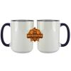 Accent Sublimation Blank Ceramic Mug - White w/Blue Rim and Handle - 11 oz Thumbnail