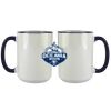 Accent Sublimation Blank Ceramic Mug - White w/Blue Rim and Handle - 11 oz Thumbnail