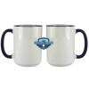 Accent Sublimation Blank Ceramic Mug - White w/Blue Rim and Handle - 11 oz Thumbnail