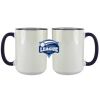Accent Sublimation Blank Ceramic Mug - White w/Blue Rim and Handle - 11 oz Thumbnail