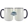Accent Sublimation Blank Ceramic Mug - White w/Blue Rim and Handle - 11 oz Thumbnail