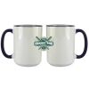 Accent Sublimation Blank Ceramic Mug - White w/Blue Rim and Handle - 11 oz Thumbnail