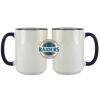 Accent Sublimation Blank Ceramic Mug - White w/Blue Rim and Handle - 11 oz Thumbnail