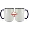 Accent Sublimation Blank Ceramic Mug - White w/Blue Rim and Handle - 11 oz Thumbnail