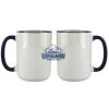 Accent Sublimation Blank Ceramic Mug - White w/Blue Rim and Handle - 11 oz Thumbnail