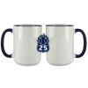 Accent Sublimation Blank Ceramic Mug - White w/Blue Rim and Handle - 11 oz Thumbnail