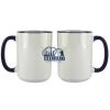 Accent Sublimation Blank Ceramic Mug - White w/Blue Rim and Handle - 11 oz Thumbnail