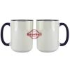 Accent Sublimation Blank Ceramic Mug - White w/Blue Rim and Handle - 11 oz Thumbnail