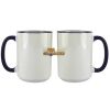 Accent Sublimation Blank Ceramic Mug - White w/Blue Rim and Handle - 11 oz Thumbnail
