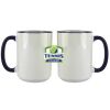 Accent Sublimation Blank Ceramic Mug - White w/Blue Rim and Handle - 11 oz Thumbnail