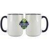 Accent Sublimation Blank Ceramic Mug - White w/Blue Rim and Handle - 11 oz Thumbnail