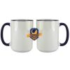 Accent Sublimation Blank Ceramic Mug - White w/Blue Rim and Handle - 11 oz Thumbnail