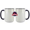 Accent Sublimation Blank Ceramic Mug - White w/Blue Rim and Handle - 11 oz Thumbnail