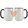 Accent Sublimation Blank Ceramic Mug - White w/Blue Rim and Handle - 11 oz Thumbnail