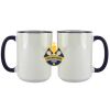 Accent Sublimation Blank Ceramic Mug - White w/Blue Rim and Handle - 11 oz Thumbnail