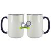 Accent Sublimation Blank Ceramic Mug - White w/Blue Rim and Handle - 11 oz Thumbnail