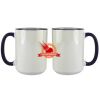 Accent Sublimation Blank Ceramic Mug - White w/Blue Rim and Handle - 11 oz Thumbnail