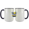 Accent Sublimation Blank Ceramic Mug - White w/Blue Rim and Handle - 11 oz Thumbnail