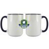 Accent Sublimation Blank Ceramic Mug - White w/Blue Rim and Handle - 11 oz Thumbnail