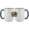 Accent Sublimation Blank Ceramic Mug - White w/Blue Rim and Handle - 11 oz Thumbnail