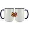 Accent Sublimation Blank Ceramic Mug - White w/Blue Rim and Handle - 11 oz Thumbnail