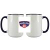 Accent Sublimation Blank Ceramic Mug - White w/Blue Rim and Handle - 11 oz Thumbnail