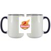 Accent Sublimation Blank Ceramic Mug - White w/Blue Rim and Handle - 11 oz Thumbnail